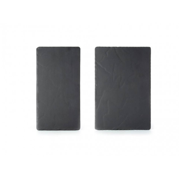 Set of 2 Basalt large and medium rectangular plates