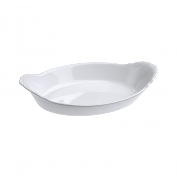 Plat ovale en porcelaine - 20 cm - Blanc