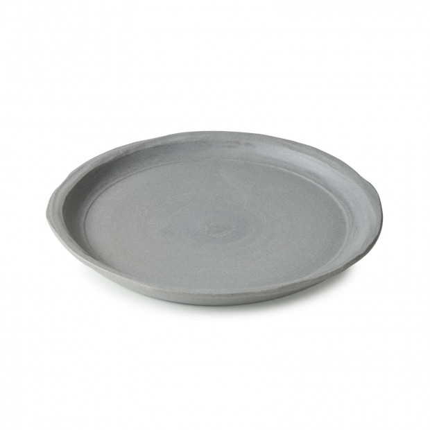 Assiette plate en porcelaine - 23.5 cm - Gris