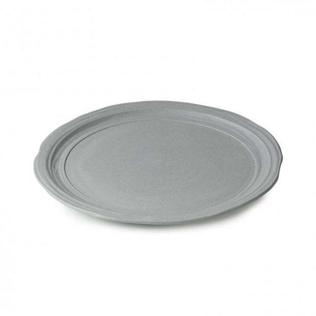 Assiette plate en porcelaine - 26 cm - Gris