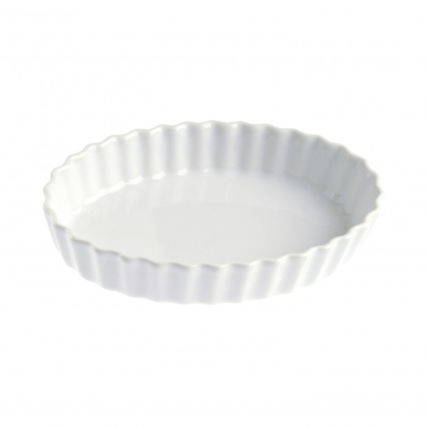 Plat à tarte en porcelaine - 12.5 cm - Blanc