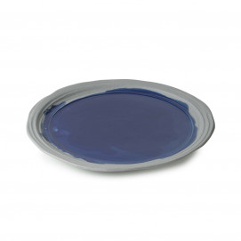Assiette plate en porcelaine - 28.5 cm - Bleu